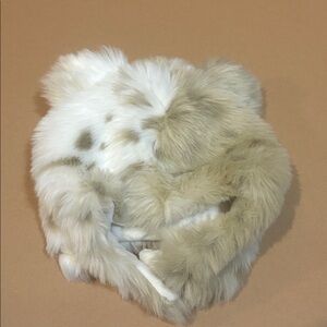 RH Luxe Faux Fur Snow Leopard Baby Hood Hat Size 0-12 Months